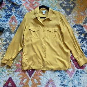 Vintage silk blouse, mustard yellow